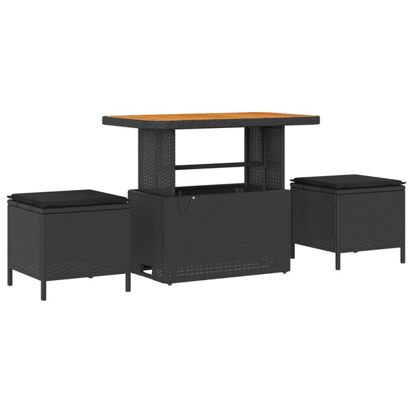 vidaXL Sjedeća garnitura za vrt s jastukom 10 pcs Crna