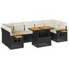 vidaXL 8-dijelni set vrtnih sofa od poliratana s jastucima crni bagrem