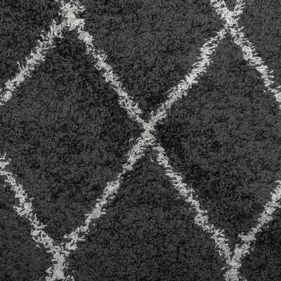 vidaXL Čupavi tepih PAMPLONA s visokim vlaknima crni-krem 80 x 200 cm