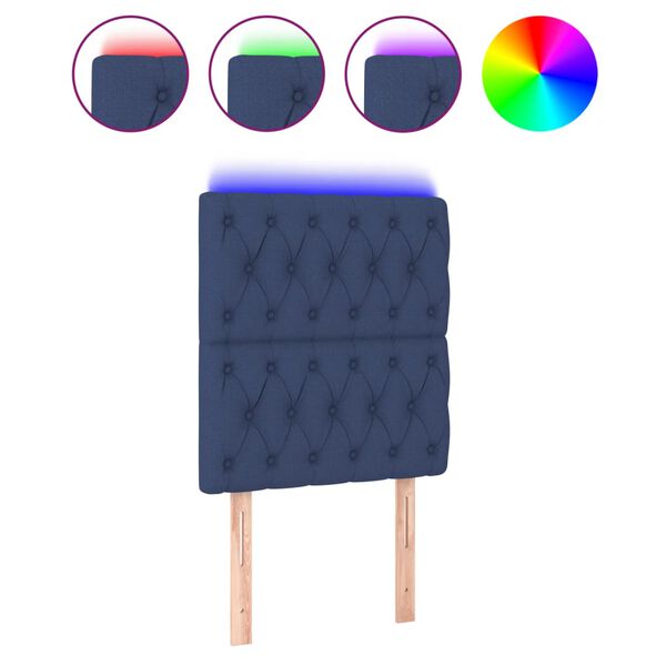 vidaXL LED uzglavlje plavo 80x7x118/128 cm od tkanine