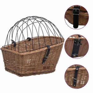 vidaXL Stražnja ko&scaron;ara za bicikl s pokrovom 55x31x36 cm prirodna vrba