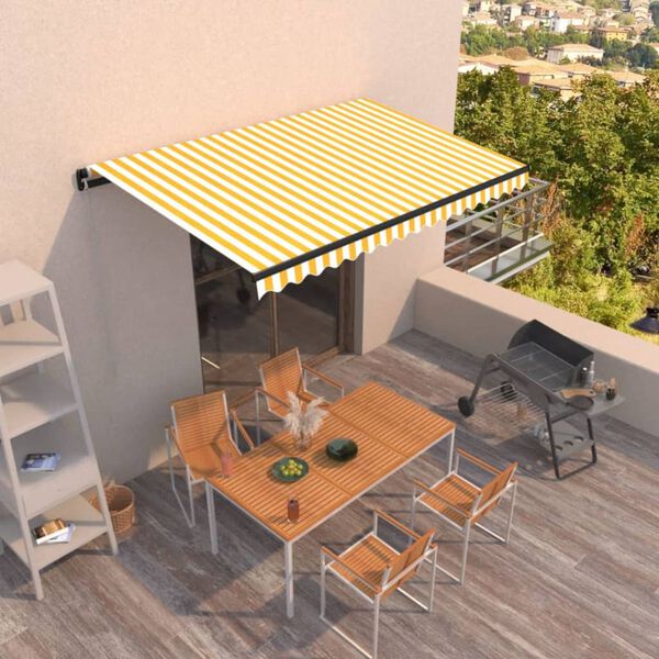 vidaXL Tenda na ručno uvlačenje 450 x 300 cm žuto-bijela