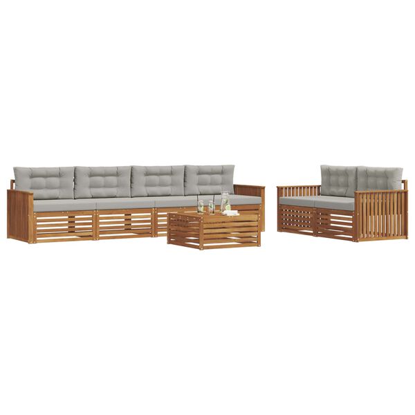 vidaXL Set vanjskih sofa s jastukom 7 pcs Prirodna i svijetlo siva