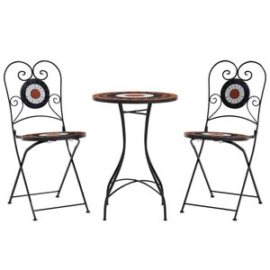 vidaXL Bistro set s mozaikom terakota i bijelo od željeza i keramike