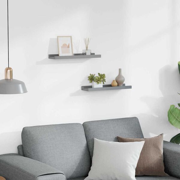 vidaXL Zidne police za fotografije 2 kom sive 40 x 9 x 3 cm MDF