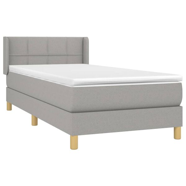 vidaXL Box spring krevet s madracem svjetlosivi 90x190 cm od tkanine