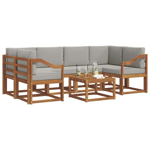 vidaXL Set vanjskih sofa s jastukom 7 pcs Prirodna i svijetlo siva