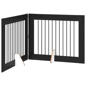 vidaXL Preklopna vrata za pse s postoljem 2 kom. Crni hrast 200,5 cm