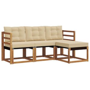 vidaXL Set vanjskih sofa s jastukom 4 pcs Prirodna i bež