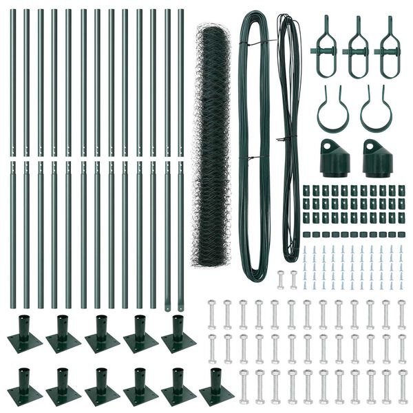 vidaXL Stup za ogradu Zelena 25 x 0,8 m (mreža od 50 mm) Čelik i PVC