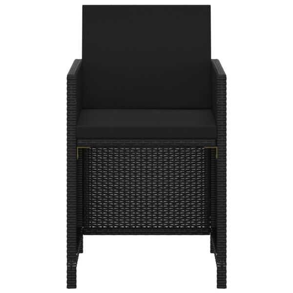 vidaXL 3-dijelni vrtni blagovaonski set s jastucima od poliratana crni