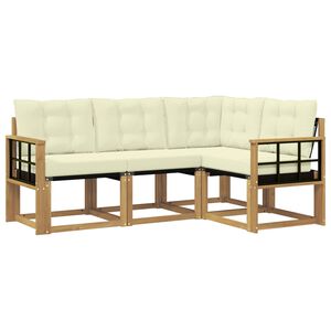 vidaXL Set vanjskih sofa s jastukom 4 pcs Bijela i krem