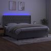 vidaXL Krevet box spring s madracem LED svjetlosivi 200x200 cm baršun