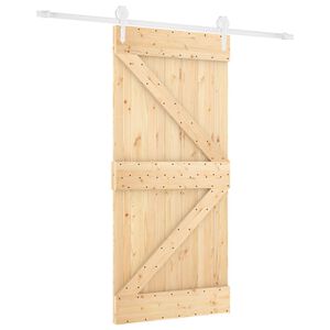 vidaXL Klizna vrata Prirodna i bijela 90 x 210 cm Masivna borovina