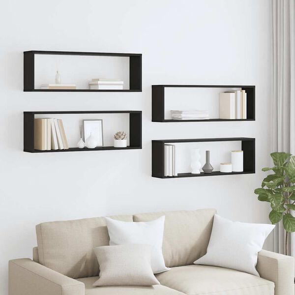 vidaXL Kockaste zidne police 4 kom crne 80x15x26,5cm konstruirano drvo