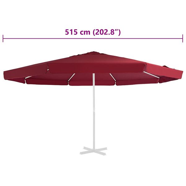 vidaXL Zamjenska tkanina za vrtni suncobran 515 cm bordo