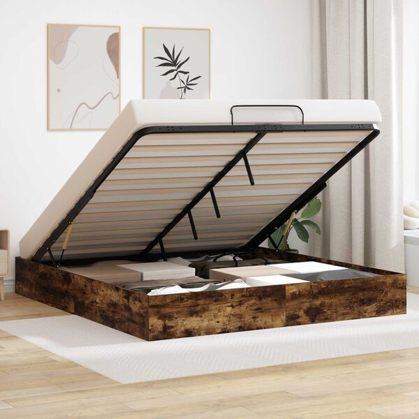 vidaXL Otomanski krevet s pohranom Dimljeni Hrast 203 x 160 x 25 cm