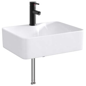 vidaXL Umivaonik s slavinom i odvodom Mat Crna 48,5 x 37,5 x 13 cm