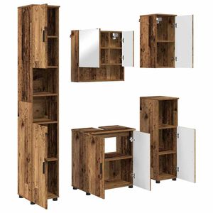 vidaXL Set namje&scaron;taja za kupaonicu 5 kom. Staro drvo 61 x 35 x 64 cm