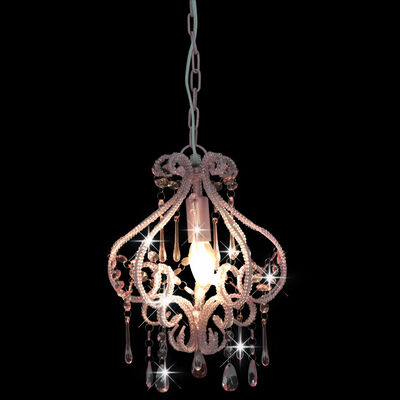 vidaXL Stropna svjetiljka s perlama ružičasta okrugla E14