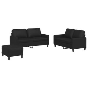 vidaXL 3-dijelni set sofa s jastucima crni od umjetne kože