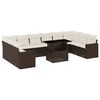 vidaXL 11-dijelni set vrtnih sofa od poliratana s jastucima smeđi