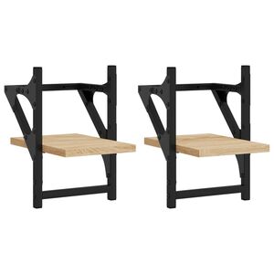 vidaXL Zidne police s prečkama 2 kom boja hrasta sonome 20x25x30 cm