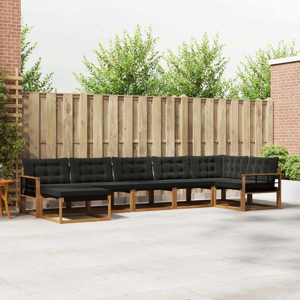 vidaXL Set vanjskih sofa 21 pcs Prirodna i crna Čvrsto drvo akacije