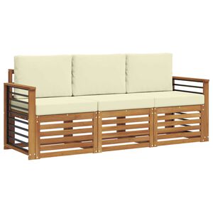 vidaXL Setovi sofa 3 kom. Prirodna i krem Čvrsto drvo akacije