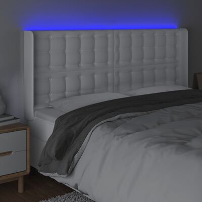 vidaXL LED uzglavlje bijelo 147x16x118/128 cm od umjetne kože