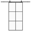 vidaXL Klizna vrata s priborom crna 102 x 205 cm od ESG stakla
