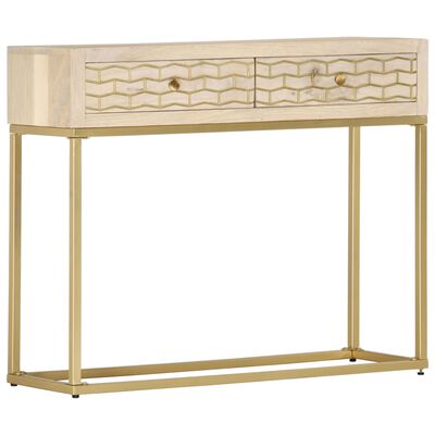 vidaXL Konzolni stol zlatni 90 x 30 x 75 cm od masivnog drva manga
