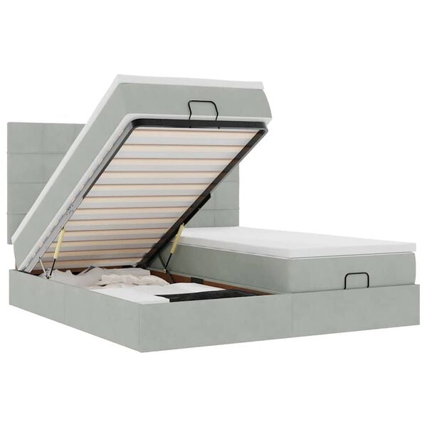 vidaXL Okvir kreveta s madracima svijetlosivi 180x200cm baršunasti