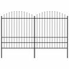 vidaXL Vrtna ograda s vrhom koplja Čelik 337x200 cm Crna