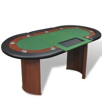 vidaXL Stol za Poker za 10 Igrača s Prostorom za Djelitelja i Držačem Žetona Zeleni