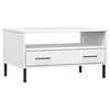 vidaXL Stolić za kavu s metalnim nogama bijeli 85x50x45 cm drveni OSLO