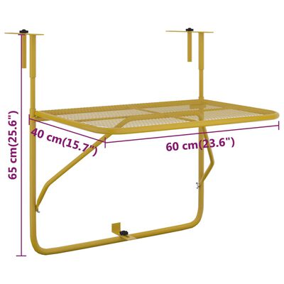 vidaXL Balkonski stol zlatni 60 x 40 cm čelični