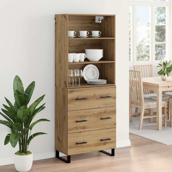 vidaXL Highboard Umjetnički hrast 69,5 x 34 x 180 cm Konstruirano drvo