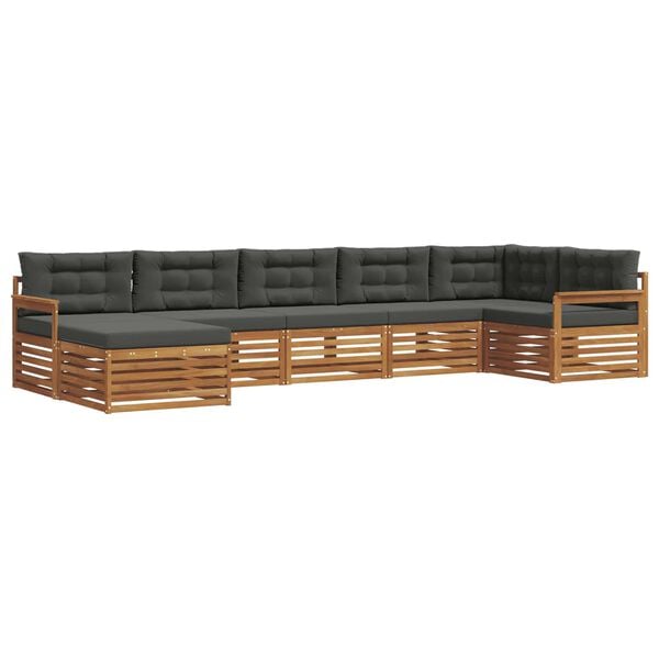 vidaXL Setovi sofa 7 pcs Prirodna i antracit Čvrsto drvo akacije