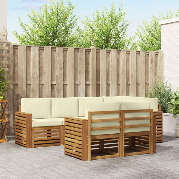 vidaXL Setovi sofa 7 pcs Prirodna i krem Čvrsto drvo akacije