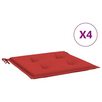 vidaXL Jastuci za vrtne stolice 4 kom crveni 40 x 40 x 3 cm od tkanine