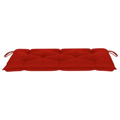vidaXL Vrtna klupa s crvenim jastukom 112 cm od masivne tikovine
