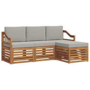 vidaXL Set vanjskih sofa s jastukom 4 pcs Prirodna i svijetlo siva