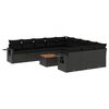 vidaXL 12-dijelni set vrtnih sofa od poliratana s jastucima crni