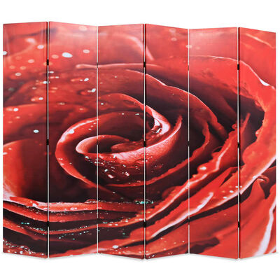 vidaXL Sklopiva sobna pregrada sa slikom crvene ruže 228 x 170 cm