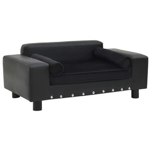 vidaXL Sofa za pse crna 81 x 43 x 31 cm od pli&scaron;a i umjetne kože