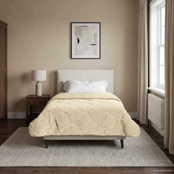 vidaXL Ljetni pokrivač Krema 155 x 200 cm Mikrofibra i teddy flis