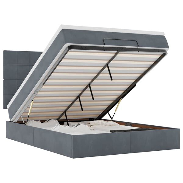 vidaXL Otomanski krevet s madracima tamnosivi 140x200 cm baršunasti