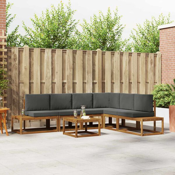 vidaXL Set vanjskih sofa s jastukom 7 Komad Prirodna i antracit