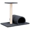 vidaXL Grebalica za mačke s tunelom tamnosiva 60 x 34,5 x 50 cm